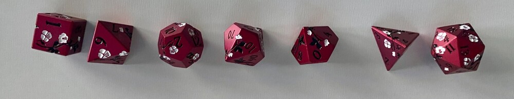 🍒🌸Red Cherry Blossom | Metal DnD Dice Set | Dungeons &Dragons RPG